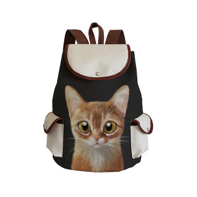 Σχολικό σακίδιο πλάτης Miyahouse Casual Canvas Women Lovely Cat με τυπωμένο κορδόνι πλάτης Teenager Γυναικεία σχολική τσάντα μεγάλης χωρητικότητας