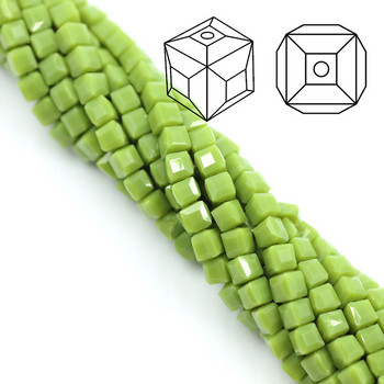 95 Τεμάχια/Παρτίδα Τσέχικα Γυάλινες Τετράγωνες Χάντρες Πράσινες 4 χιλιοστά με όψη κρυστάλλινου κύβου Χαλαρές χάντρες για DIY Κατασκευή Αξεσουάρ Κεντήματος Κοσμήματα
