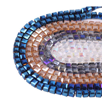 2/3/4/6/8/10MM Αυστριακές γυάλινες τετράγωνες χάντρες Loose Spacer Cube Beaded Crystal for DIY Making Jewelry Needlework αξεσουάρ