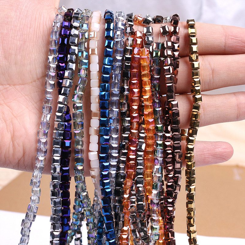 2/3/4/6/8/10MM австрийски стъклени квадратни мъниста Свободен дистанционен куб с мъниста Кристал за Направи си сам изработка на бижута Аксесоар за ръкоделие