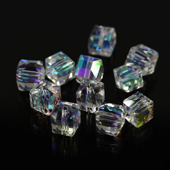 ZHUBI Χονδρική Crystal Glass Clear AB Cube Beads 2/3/4/6/8/10mm Faceted Square Beads Crafts DIY Making Accessories Bracelet