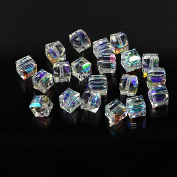 ZHUBI Χονδρική Crystal Glass Clear AB Cube Beads 2/3/4/6/8/10mm Faceted Square Beads Crafts DIY Making Accessories Bracelet