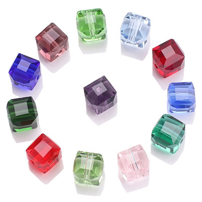 ZHUBI Търговия на едро с кристални стъклени прозрачни AB кубчета мъниста 2/3/4/6/8/10 мм фасетирани квадратни мъниста Занаяти Направи си сам аксесоари Гривна