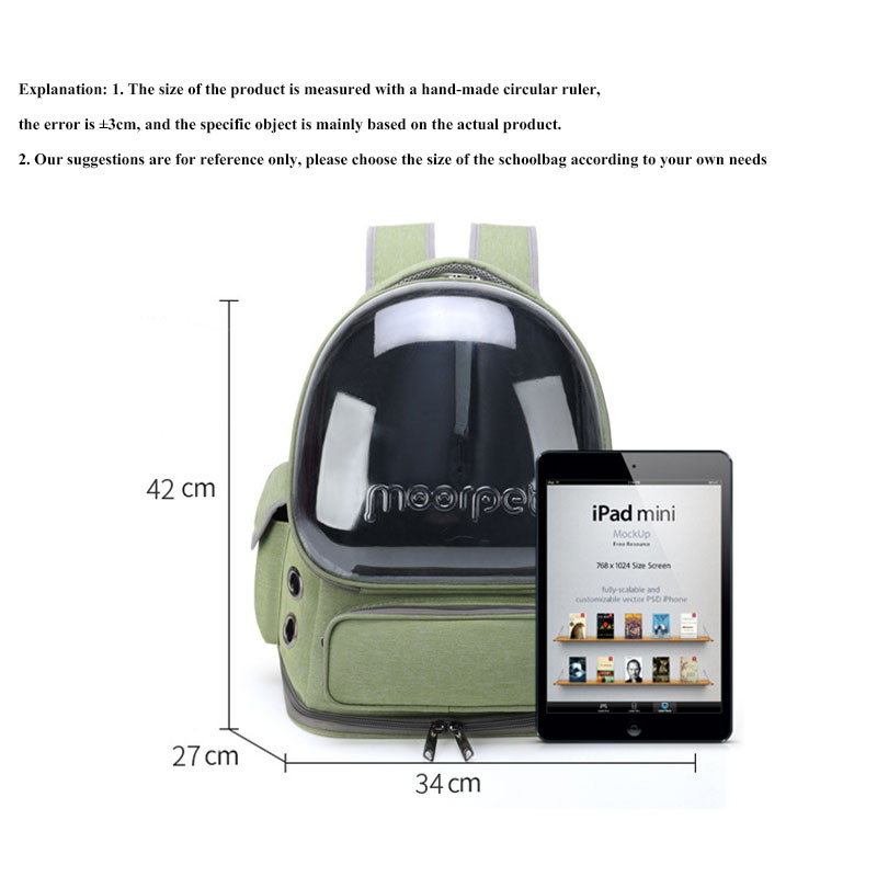 Αξεσουάρ γάτας Φορητό κατοικίδιο μεγάλης χωρητικότητας Διαφανές διάστημα Κάψουλα τσάντα κατοικίδιων προμηθειών Σακίδιο πλάτης τσάντα γάτας που αναπνέει