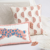 DUNXDECO Pink Tufting Leopárd Hímzés Párnahuzat Dekoratív Párnahuzat Puha Modern Művészet Ház Kanapé Szék Ágy Coussin