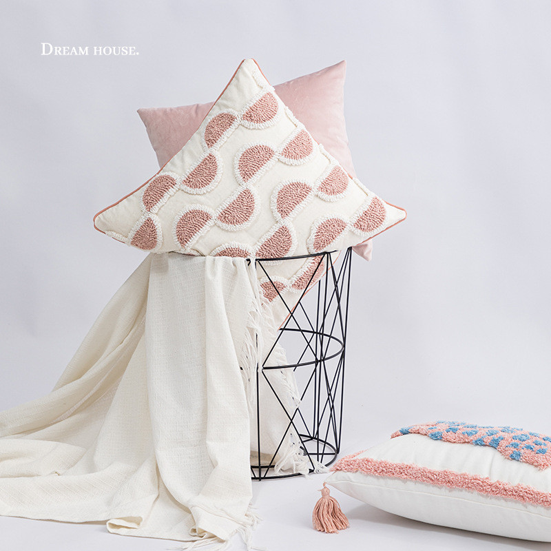 DUNXDECO Pink Tufting Leopárd Hímzés Párnahuzat Dekoratív Párnahuzat Puha Modern Művészet Ház Kanapé Szék Ágy Coussin