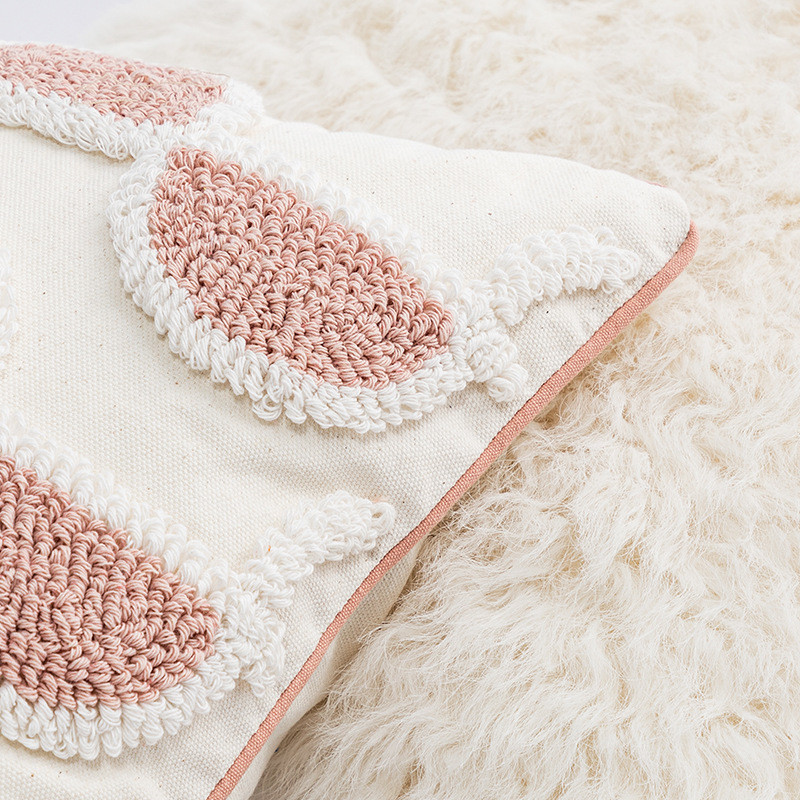 DUNXDECO Pink Tufting Leopárd Hímzés Párnahuzat Dekoratív Párnahuzat Puha Modern Művészet Ház Kanapé Szék Ágy Coussin