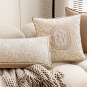DUNXDECO Art párnahuzat Egyszerű luxus khaki dekoratív párnahuzat Modern otthoni levélmintás bársonyos kanapéágynemű Coussin
