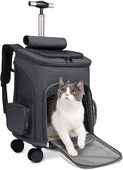 Lemmikkassi kandja seljakott ratastega Veerev seljakott vastupidava käepideme ja painduvate ratastega hingavate vastupidavate võrkpaneelidega