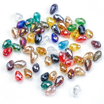 Ausztria Kristály Csepp gyöngyök AB 6x8mm 8x12mm Üveg Teardrop medálok Ékszerkészítéshez Fülbevaló Nyaklánc Barkács kiegészítők Nagykereskedelme