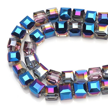 Χονδρική πώληση Facted Glass Square 4 6 8 10mm AB Crystal Cube Craft for Jewelry Making DIY Charm βραχιόλι κολιέ αξεσουάρ