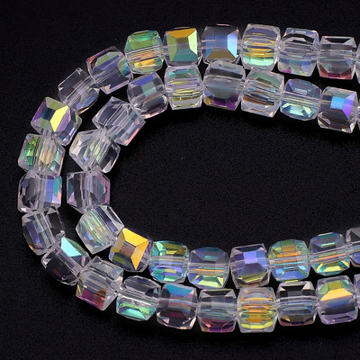 Χονδρική πώληση Facted Glass Square 4 6 8 10mm AB Crystal Cube Craft for Jewelry Making DIY Charm βραχιόλι κολιέ αξεσουάρ