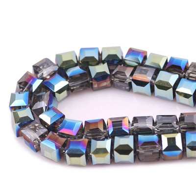 Χονδρική πώληση Facted Glass Square 4 6 8 10mm AB Crystal Cube Craft for Jewelry Making DIY Charm βραχιόλι κολιέ αξεσουάρ
