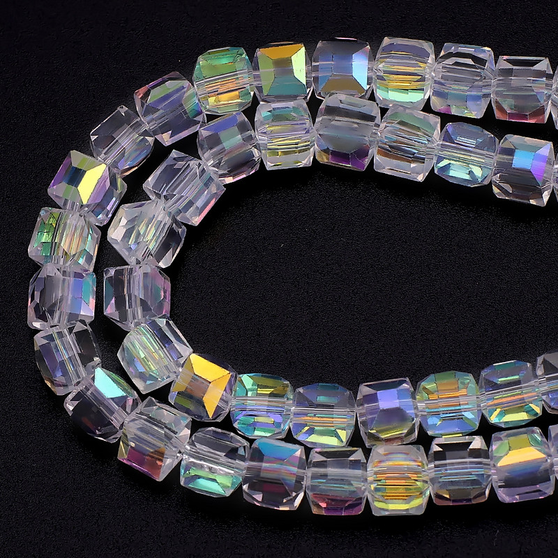 Χονδρική πώληση Facted Glass Square 4 6 8 10mm AB Crystal Cube Craft for Jewelry Making DIY Charm βραχιόλι κολιέ αξεσουάρ