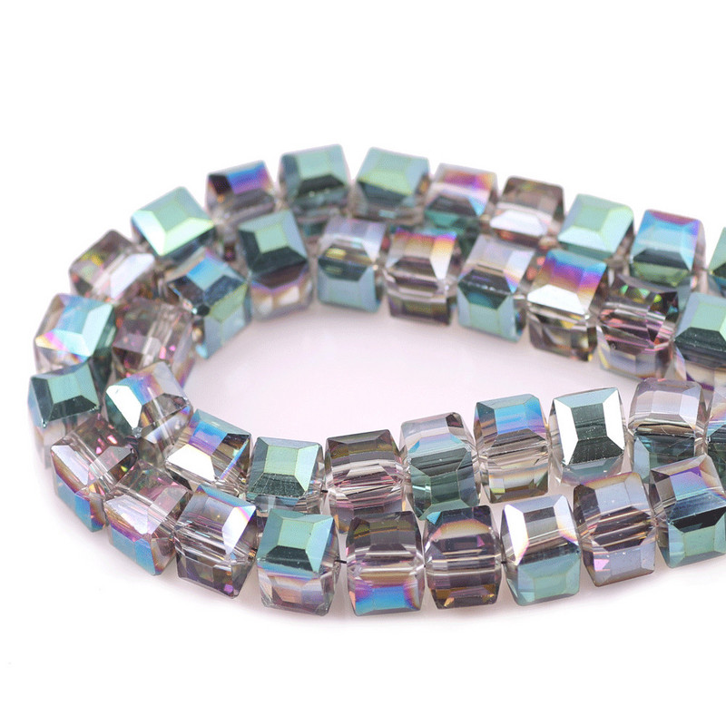 Χονδρική πώληση Facted Glass Square 4 6 8 10mm AB Crystal Cube Craft for Jewelry Making DIY Charm βραχιόλι κολιέ αξεσουάρ