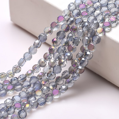 95 τμχ/παρτίδα Αυστραλιστικές Επίπεδες Χάντρες Γυάλινες Μαύρες AB 6mm Κρυστάλλινο Στρογγυλό Ματ DIY Κατασκευή Χειροτεχνίας Αξεσουάρ Υλικό Κοσμήματος Needleowrk