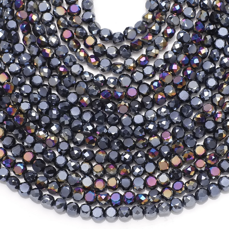 95db/tétel Ausrian Glass Flat Beads Black AB 6MM Crystal Round Matt barkácsolás Kézműves ékszer Anyag Kiegészítők Needleowrk