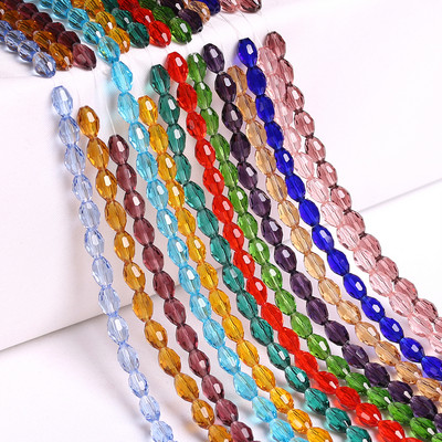 Ovalne staklene rižine perle 4x6 mm 6x8 mm 8x11 mm kristalno fasetirane labave maslinaste perle za DIY izradu narukvica, veleprodaja u rinfuzi