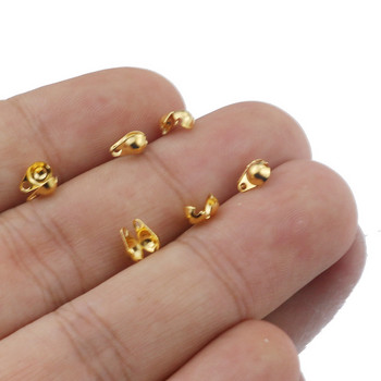 50 τμχ/παρτίδα Κούμπωμα σύνδεσης Εφαρμογή από ανοξείδωτο ατσάλι Αλυσίδα μπάλας Calotte End Crimps Beads Σύνδεσμος για προμήθειες κατασκευής κοσμημάτων DIY