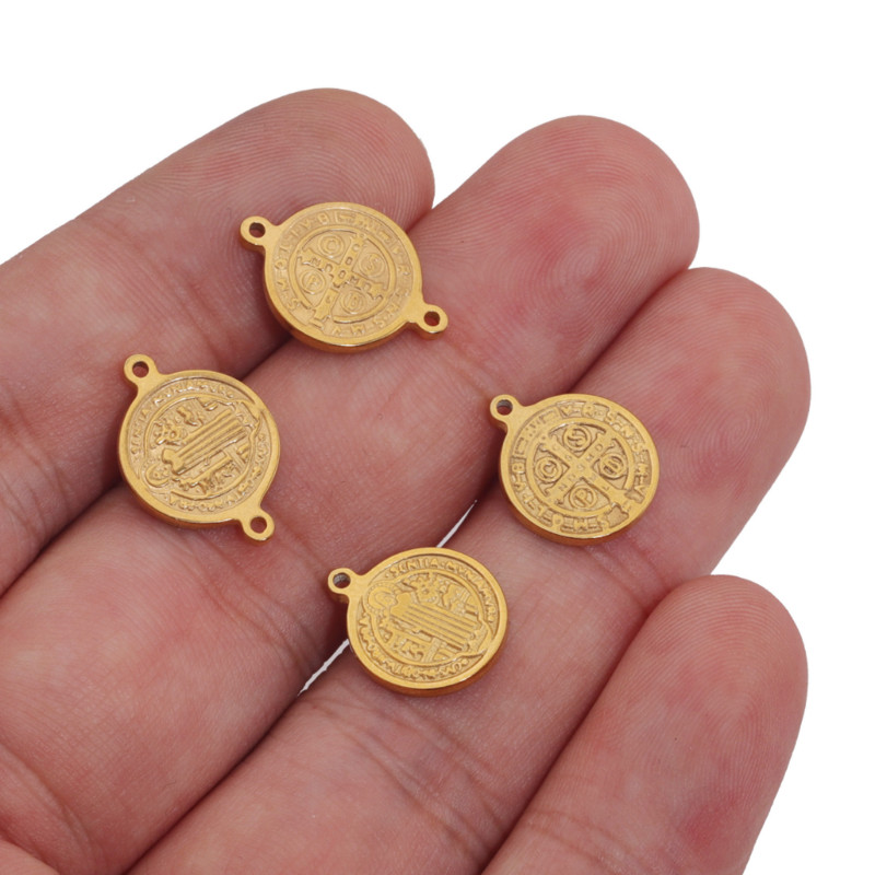 5db/tétel Katolikus keresztény rozsdamentes acél Miasszonyunk Jézus varázsa barkács ékszerekhez Kétlyukú csatlakozók készítése vallásos