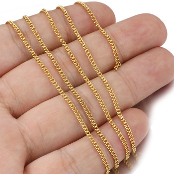 2 μέτρα/παρτίδα Μη συγκολλημένες χρυσές αλυσίδες κράσπεδου από ανοξείδωτο χάλυβα για κοσμήματα που κατασκευάζουν DIY βραχιόλι Πλαϊνή αλυσίδα Χονδρική παρτίδες χονδρικής