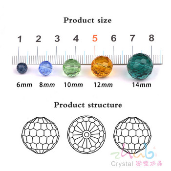 6/8/10/12MM 96Faceted Round Ball AB Austrian Crystal Glass Beads Loose Spacer Beads Lot Colors for Jewelry Making DIY