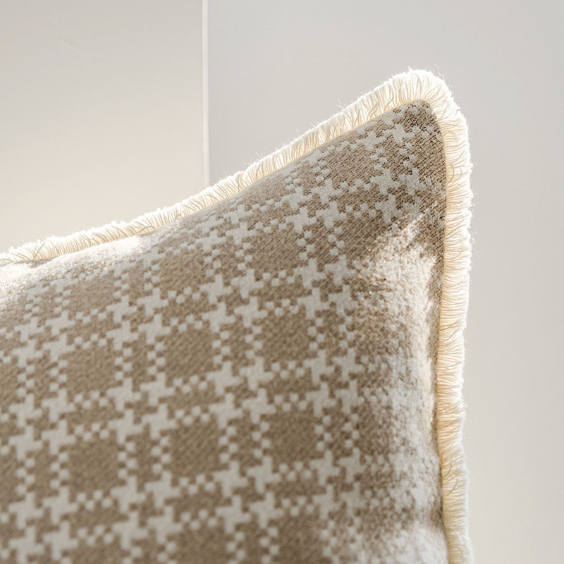 DUNXDECO Puha elefántcsont meleg ház modern csekk geometriai párnahuzat dekoratív párnahuzat Art otthoni kanapé szék ágy Coussin