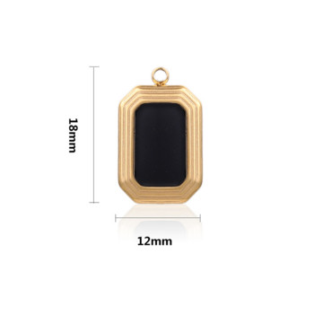 5 τμχ/παρτίδα Ανοξείδωτο ατσάλι 18 καρατίων χρυσό Ορθογώνια γούρια απλότητας για κολιέ κρεμαστά σκουλαρίκια DIY σμάλτο μαύρο κοσμήματα Εύρεση