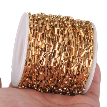 1M από ανοξείδωτο χάλυβα πλάτους 2mm Επιμεταλλωμένα 18 καρατίων χρυσό κουτί Αλυσίδες DIY Findings Long Oval Link Chain DIY Αλυσίδες κοσμημάτων Προμήθειες Χονδρική