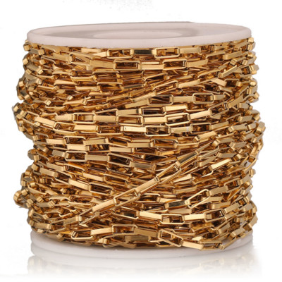 1M από ανοξείδωτο χάλυβα πλάτους 2mm Επιμεταλλωμένα 18 καρατίων χρυσό κουτί Αλυσίδες DIY Findings Long Oval Link Chain DIY Αλυσίδες κοσμημάτων Προμήθειες Χονδρική