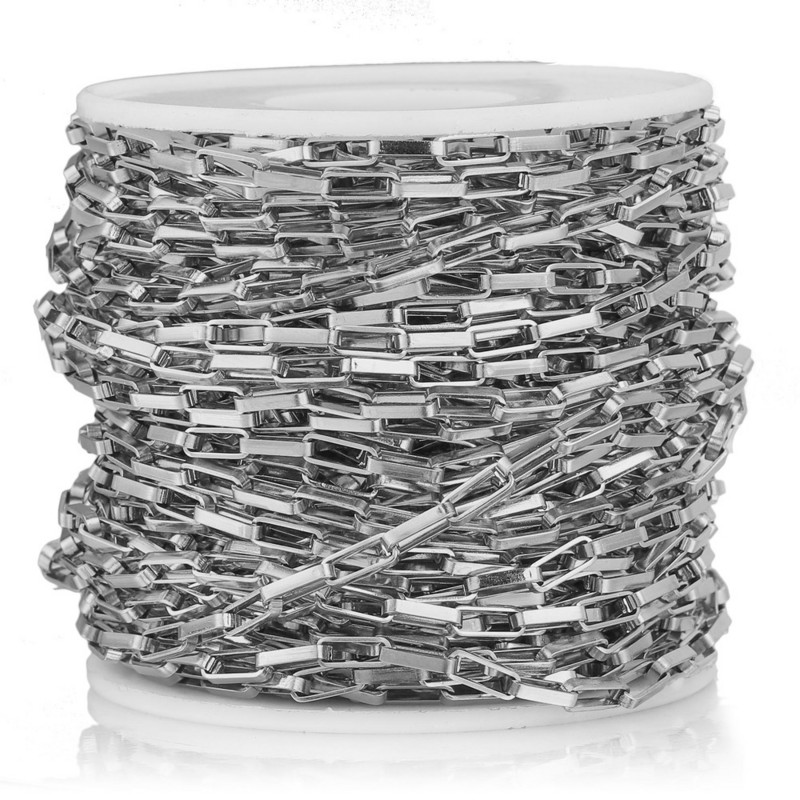 1M από ανοξείδωτο χάλυβα πλάτους 2mm Επιμεταλλωμένα 18 καρατίων χρυσό κουτί Αλυσίδες DIY Findings Long Oval Link Chain DIY Αλυσίδες κοσμημάτων Προμήθειες Χονδρική