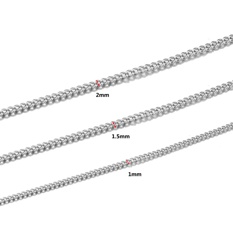 5db/tétel Szélesség 1/1,5/2mm Rozsdamentes acél Link aranyozott Láncok Nyakláncok Barkács ékszerek Lapos láncok Öltöny Nagyker Tömeges Kiárusítás
