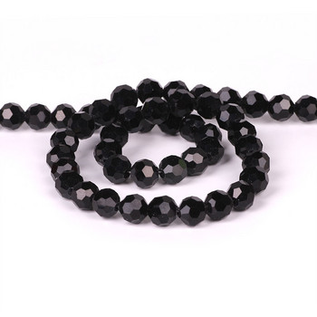 6/8/10 χιλιοστά Τσέχικα γυάλινα μαύρα χάντρες για κοσμήματα κατασκευής βραχιόλι Diy κολιέ Στρογγυλό Loose Spacer Crystal Faceted Beads Χονδρική