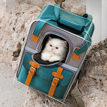 Ανακλαστικές φορητές θήκες κατοικίδιων ζώων Αναπνεύσιμο διχτυωτό σακίδιο πλάτης γάτας Πτυσσόμενη τσάντα μεταφοράς γάτας μεγάλης χωρητικότητας Εξωτερική τσάντα ταξιδιού για κατοικίδια
