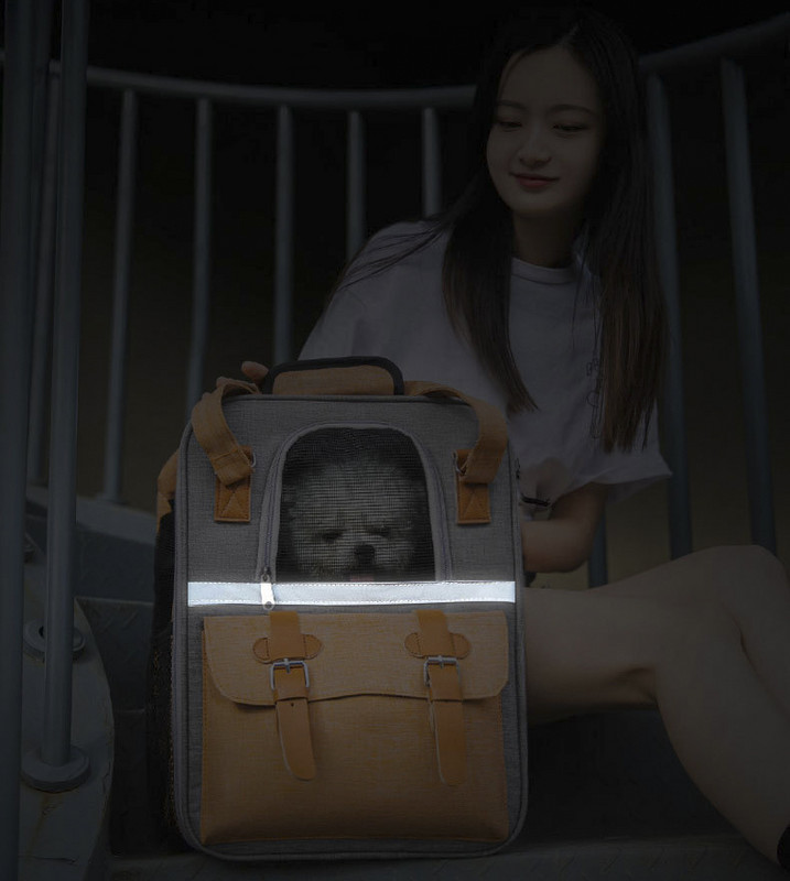 Fényvisszaverő hordozható kisállathordozók Légáteresztő hálós macska hátizsák Összehajtható, nagy kapacitású macskahordozó táska kültéri utazó kisállattáska