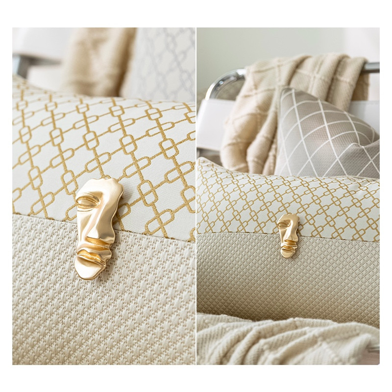 DUNXDECO Zab színű párna Retro geometrikus jacquard párnahuzat párnahuzat Art House Ivory otthoni kanapé szék Coussin