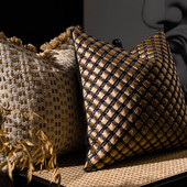 DUNXDECO luxus kézzel készített szövés geometrikus párnahuzat dekoratív párnahuzat Modern aranybarna kanapé meleg otthoni ágy Coussin