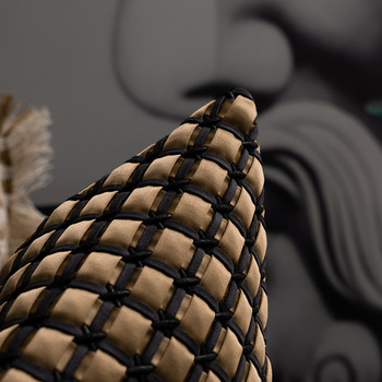 DUNXDECO Луксозна ръчно изработена геометрична калъфка за възглавница Декоративна калъфка за възглавница Модерен златистокафяв диван Топло домашно легло Coussin