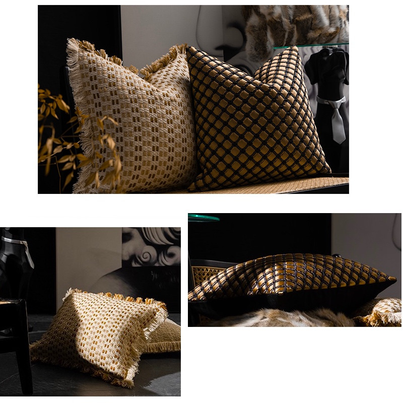 DUNXDECO luxus kézzel készített szövés geometrikus párnahuzat dekoratív párnahuzat Modern aranybarna kanapé meleg otthoni ágy Coussin