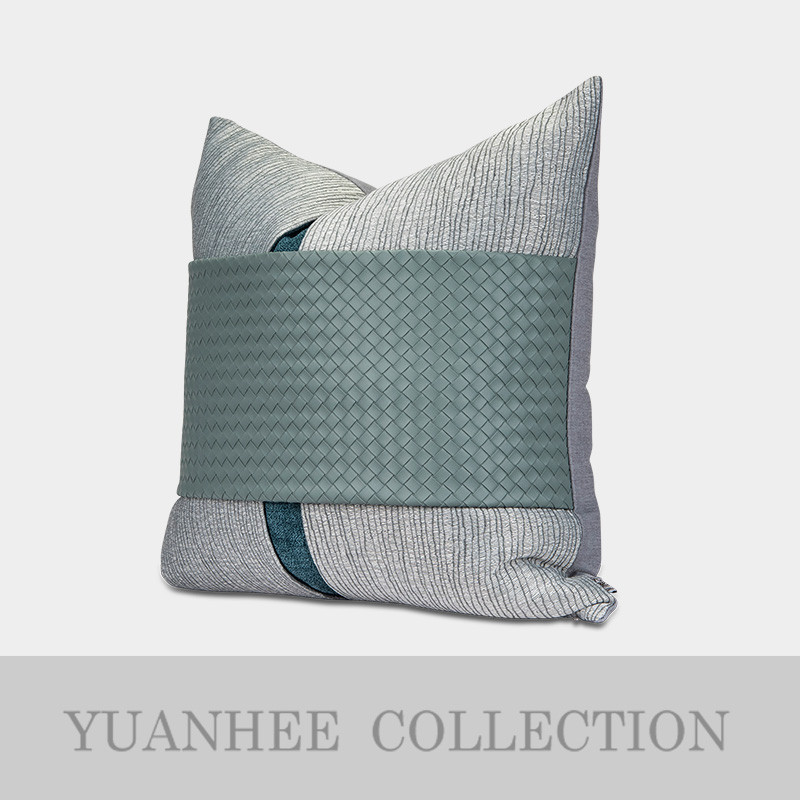 Πράσινο δερμάτινο κάλυμμα μαξιλαριού 45x45cm Γεωμετρική τετράγωνη θήκη μαξιλαροθήκης μέσης Διακοσμητικά μαξιλάρια σπιτιού για μαξιλάρια σαλονιού καναπέ