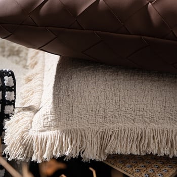 DUNXDECO Μοντέρνο Δωμάτιο Classical Ivory Tassel Βαμβακερό κάλυμμα μαξιλαριού κρεβατοκάμαρας πολυτελείας Διακοσμητική μαξιλαροθήκη Καναπέ-κρεβάτι