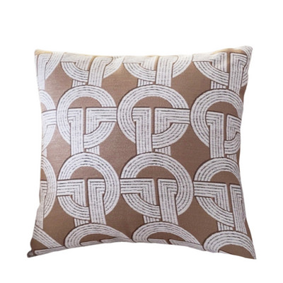 Κάλυμμα μαξιλαριού ριχτάρι μοντέρνας γεωμετρίας Diphylleia H στυλ Μπεζ ρίγες Ζακάρ Βαμβακερό λινό τετράγωνο μαξιλαροθήκη για καναπέ καναπέ-κρεβάτι