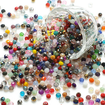 4/6/8mm Rondelle Faceted Glass Beads Loose Spacer Κρυστάλλινες στρογγυλές χάντρες για κοσμήματα κατασκευής DIY κολιέ αξεσουάρ βραχιολιών