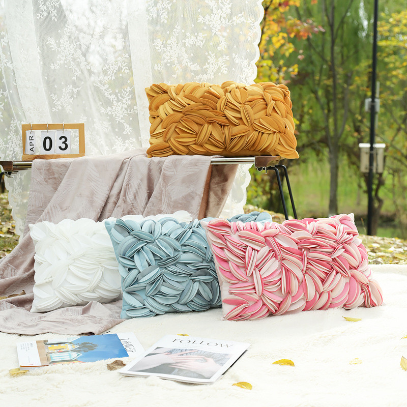 DUNXDECO Fashion 3D levél hímzés párnahuzat dekoratív párnahuzat luxus modern egyszerű kanapé szék ágynemű Coussin
