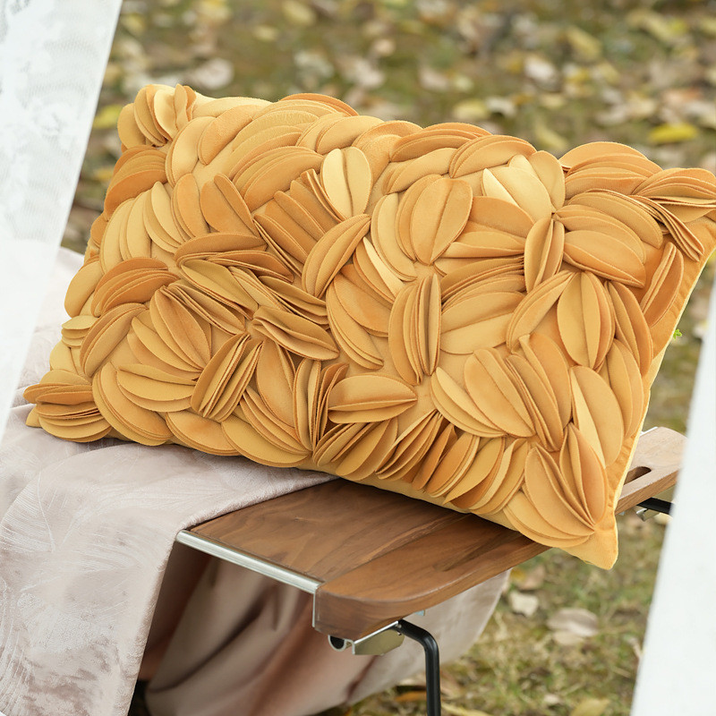 DUNXDECO Fashion 3D levél hímzés párnahuzat dekoratív párnahuzat luxus modern egyszerű kanapé szék ágynemű Coussin