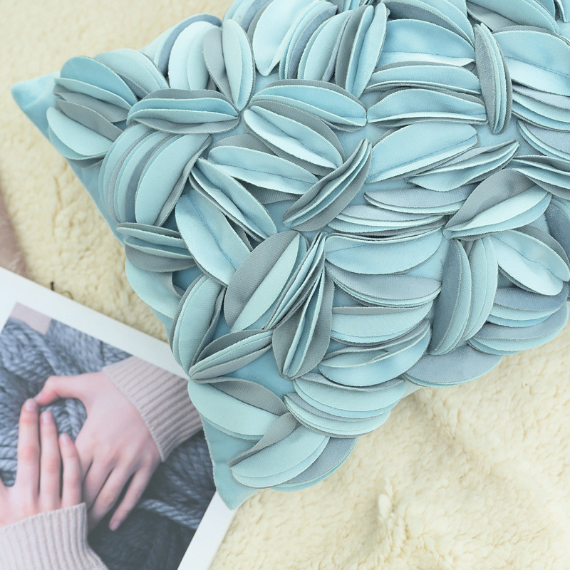 DUNXDECO Fashion 3D levél hímzés párnahuzat dekoratív párnahuzat luxus modern egyszerű kanapé szék ágynemű Coussin