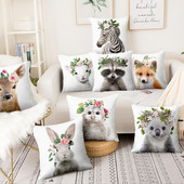 Lakásdekorációs párna Friss állatok virágban nyomtatott párna dekoratív párnák Almofada Decorativas para kanapé dobópárna