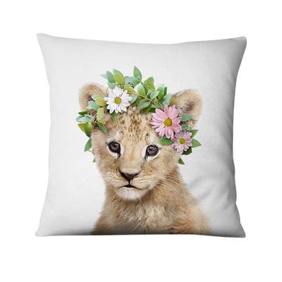 Lakásdekorációs párna Friss állatok virágban nyomtatott párna dekoratív párnák Almofada Decorativas para kanapé dobópárna