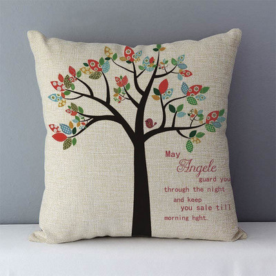 En-gros plante arbori de viață imprimate pernă confortabilă pentru canapea perne de spătar perne decorative acasă 45x45cm fără miez MYJG