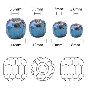 Big Hole Beads Τσέχικη γυάλινη όψη 12/14mm Κρυστάλλινη στρογγυλή μπάλα χάντρες για DIY Κατασκευή κοσμημάτων Αξεσουάρ κεντήματα Χονδρική